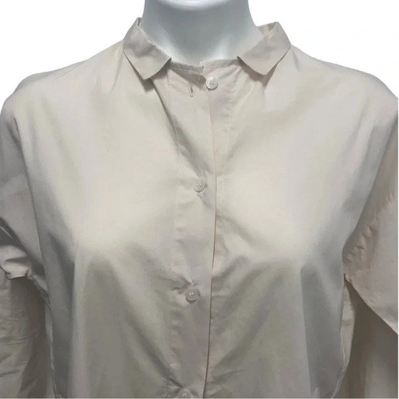 Floral Embroidered Lace Button Up Cream Color Shirt lagenlook boho layering - Picture 5 of 15